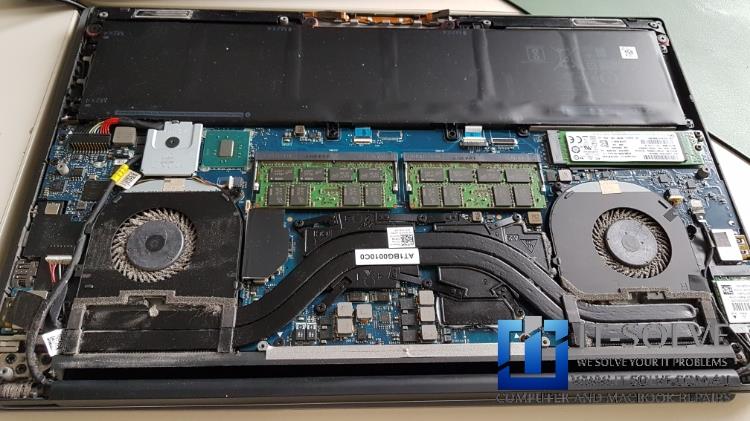 Dell laptop opened for diagnostic