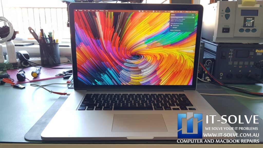 Macbook showing Service Recommended on the battery icon