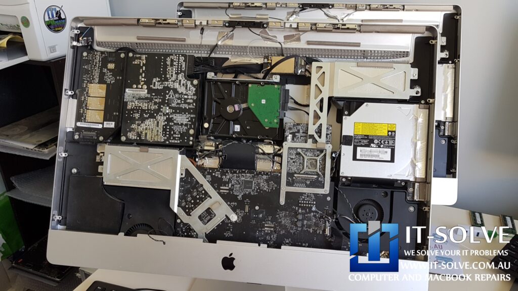 iMac screen removed to visually diagnose insides