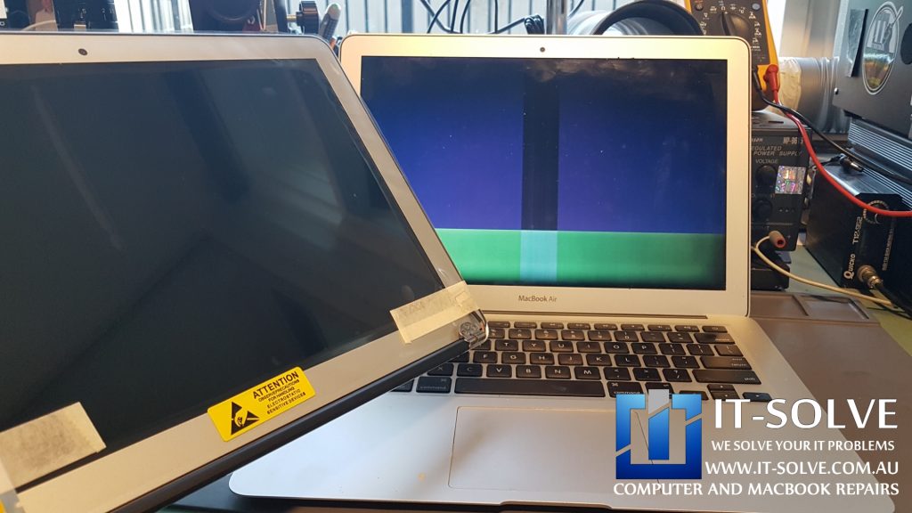 Macbook Air Repair with colorful lines on the screen