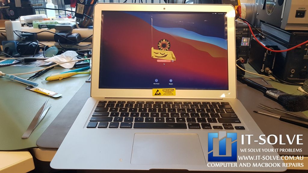 Macbook Air Repair with colorful lines on the screen