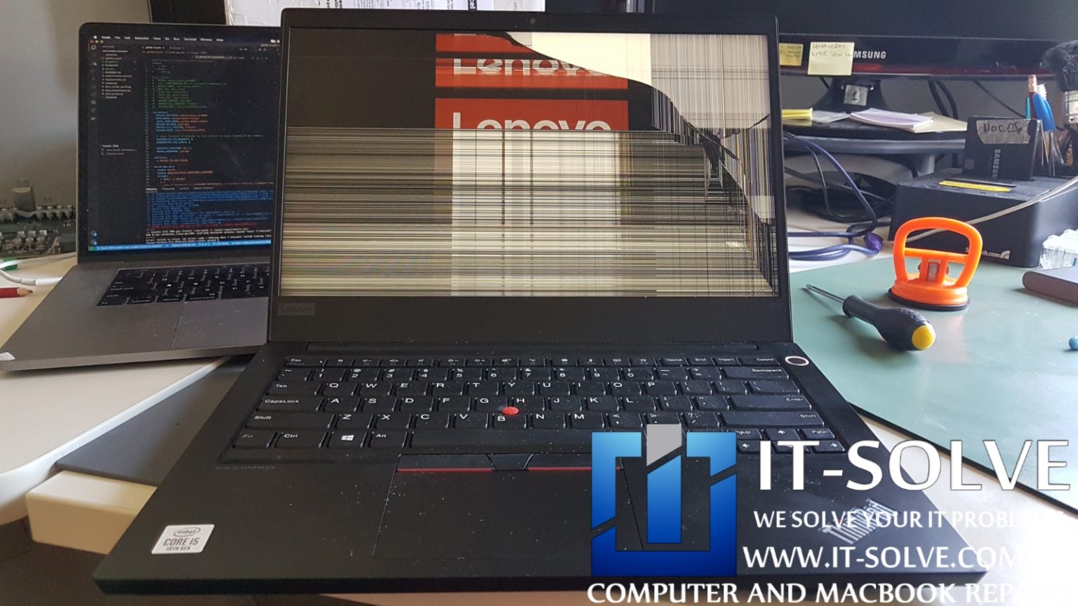 Lenovo Thinkpad E14 broken screen replacement Laptop and Macbook